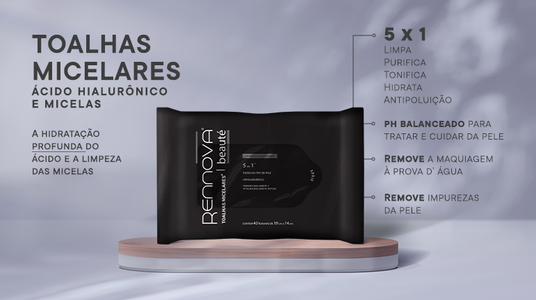 Toalhas Micelares 5X1 - Limpa, Tonifica, Hidrata e Antipoluição
