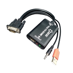 Conversor VGA para HDMI com Áudio USB