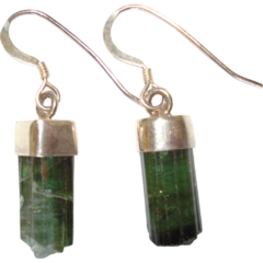 Green Tourmaline Rough Earrings