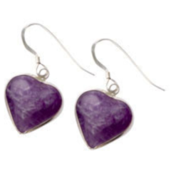 Small Amethyst Heart Earrings
