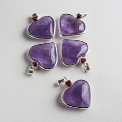 Amethyst Heart With Faceted Heart Pendants - buy online