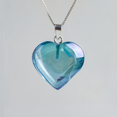 Aqua Aura Drilled Heart Pendants - buy online