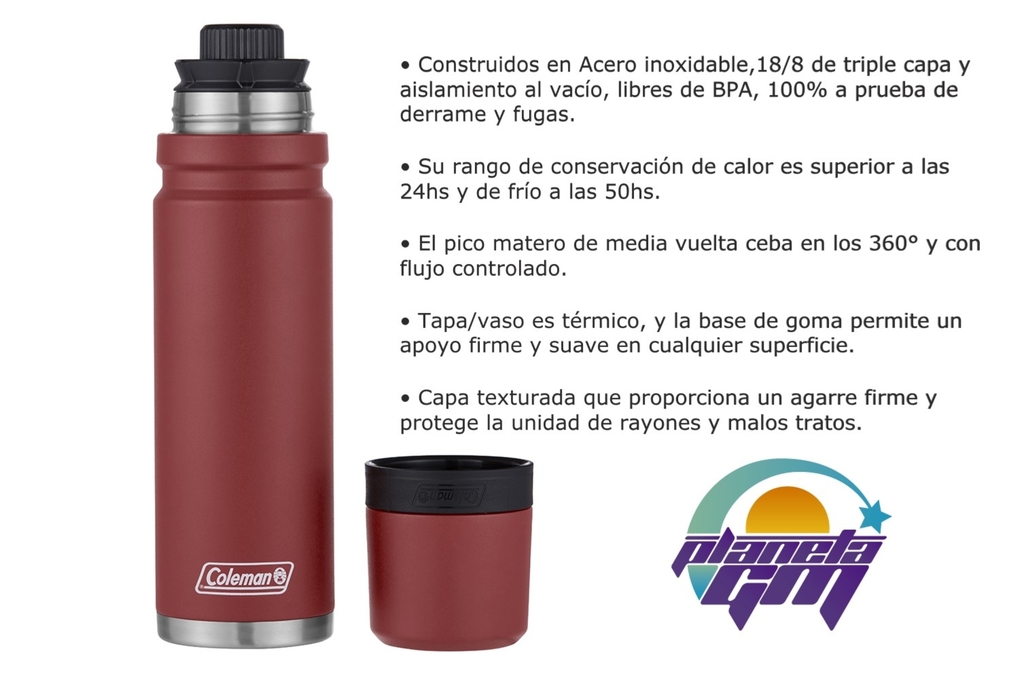 Termo Coleman de Acero Inoxidable con Pico Matero 360° 1200ML🧉 👉  Construidos en Acero inoxidable,18/8 de triple capa y aislamiento al…