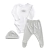 ART. 7004 - Conjunto 3 Piezas - Body + Medio Osito + Gorrito Algodón Gris Melange