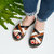 Sandalias con trenzado de cuero tricolor Fedra - tienda online