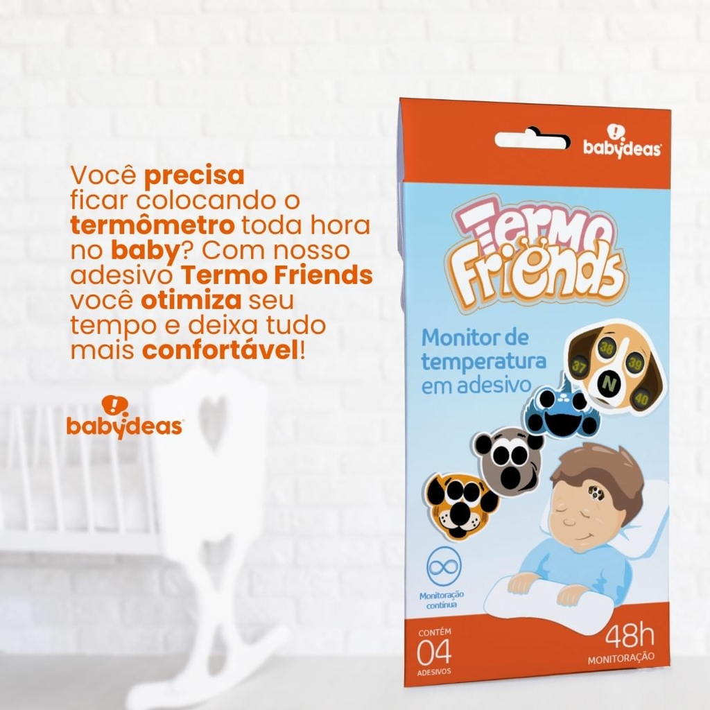 Termo Friends Monitor de Temperatura em Adesivo Babydeas com 4