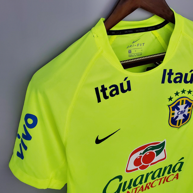 Camisa Seleção Brasileira Treino Todos os Patrocínios Nike Masculina - Verde