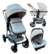 Coche mega baby Elite 3 En 1 Con Huevito Y Moises Y Base Isofix