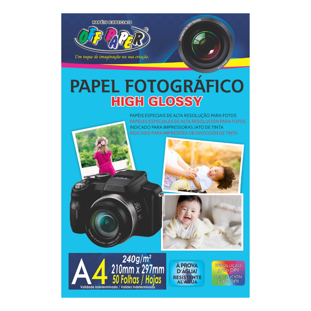 Papel Fotográfico A4 240g High Glossy C 50fls Off Paper 1026