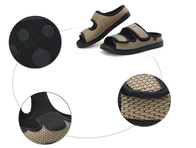 chinelo para diabéticos e idosos com velcro macio e confortável antiderrapante