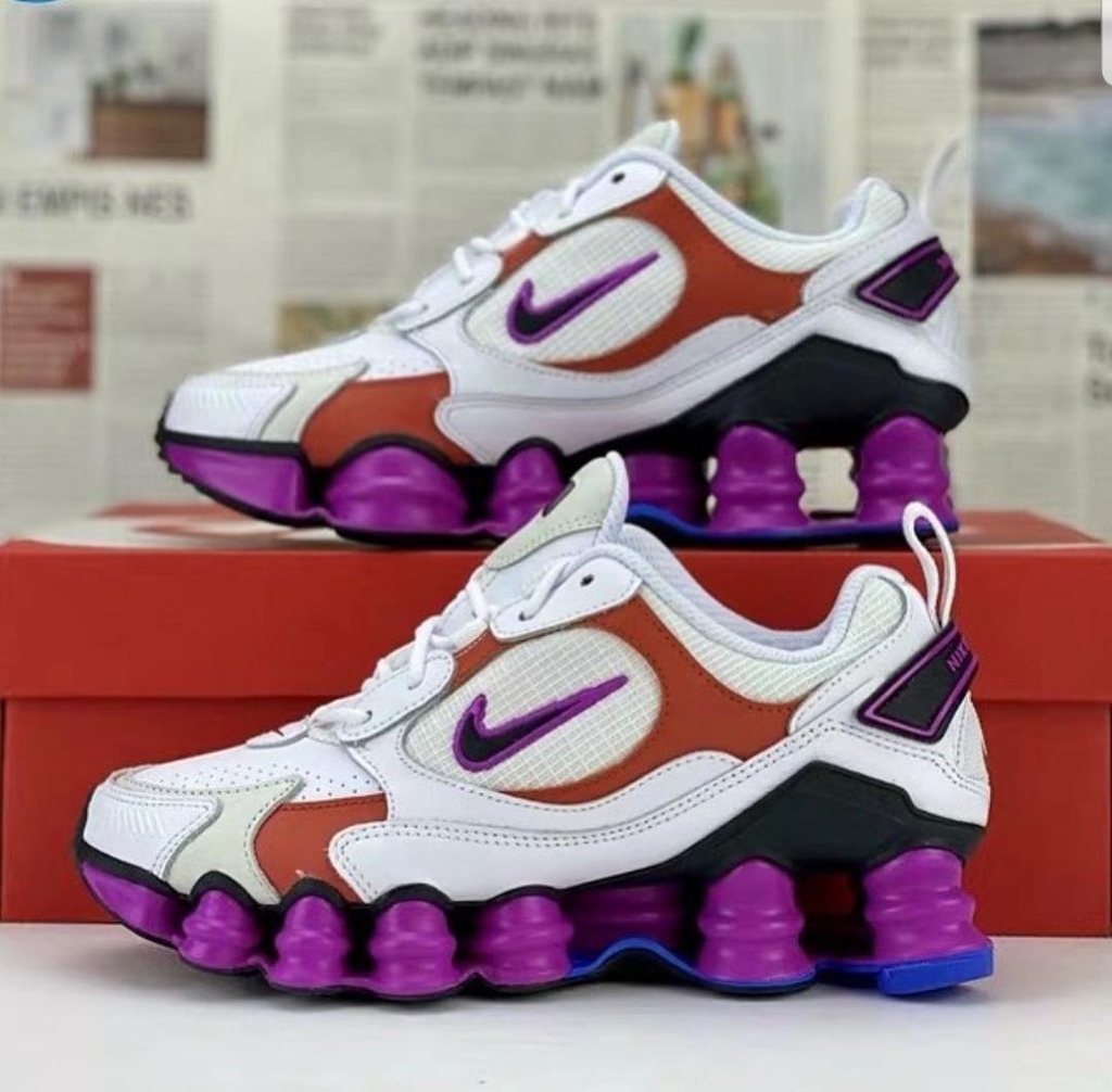 nike shox branco com roxo