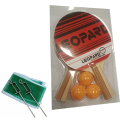 Set Ping Pong Leopard 2 Paletas + 3 Pelotas + Red