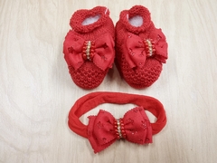 Kit Sapatinho de bebê em tricot com tiara - loja online