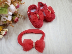 Kit Sandália de bebê em tricot com tiara - comprar online