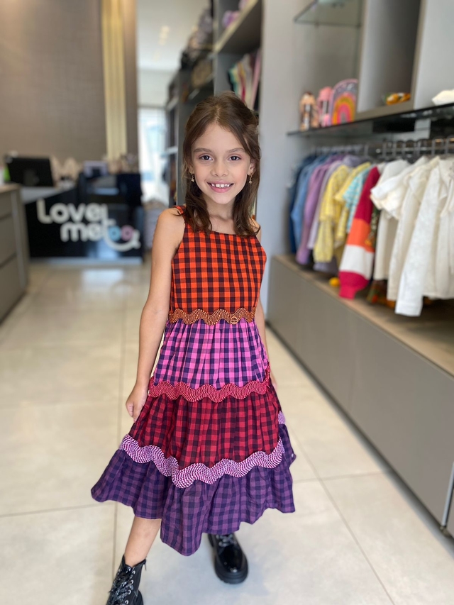 Vestido Infantil Xadrez Vermelho - Little Closet