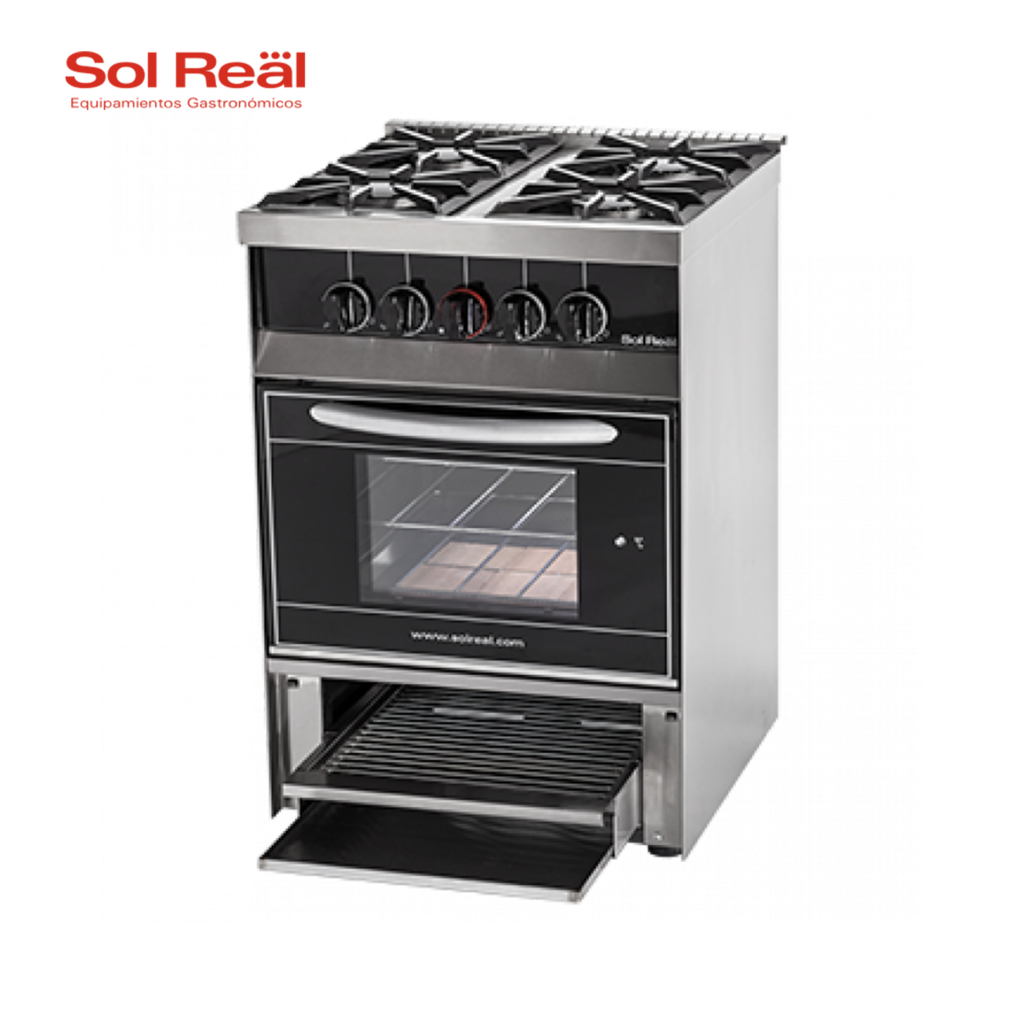 Cocina Mini - 4 Hornallas / Parrilla Sin Humo - Puerta Vidrio (Sol Real)