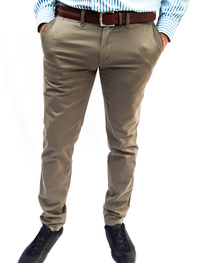 pantalon de gabardina elastizada hombre
