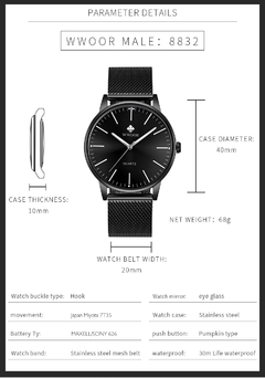 Relógios de ouro masculinos WWOOR 2021 de marca de luxo masculina moda relógio de ouro de quartzo masculino simples esportes impermeável relógio de pulso Zegarek Meski
