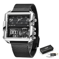2021 LIGE relógios esportivos masculinos marca de luxo à prova d'água relógio de pulso masculino quartzo analógico militar relógios digitais relogio masculino