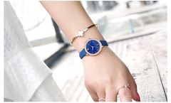 MEGIR Relógios Femininos Reloj Mujer Green Face Couro Strap Luxo Diamante Ladies Watch Women Relogio Feminino Zegarek Damski - comprar online