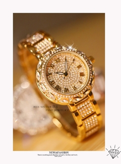 Relógios femininos ouro marca luxuosa diamante quartzo mostrador grande Relógios de pulso femininos relógio de aço inoxidável feminino relogio feminino