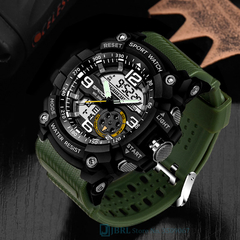 Relógio de pulso esportivo SANDA para homens Relógios de pulso de marca famosa do exército militar Relógio masculino para homens com tela dupla e horas à prova d'água