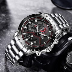 2021 LIGE Moda Relógios Masculinos Top Marca Luxo Prata Aço Inoxidável 30m Relógio De Quartzo À Prova D 'Água Masculino Exército Cronógrafo Militar