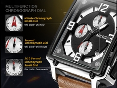 Imagem do Megir novo luxo masculino esportes cronógrafo relógio de quartzo multifuncional calendário luminoso relógio à prova dclock água quadrado 2061