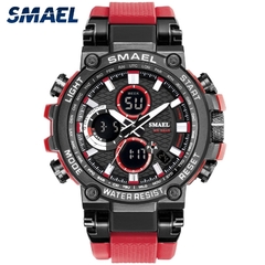 SMAEL 1803 Relógio esportivo masculino relógios à prova d'água 5Bar Dual Time Relógio militar masculino relógio despertador resistente a choques montre homme