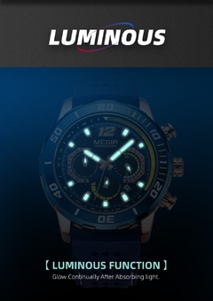MEGIR Silicone Strap Miliary Sport Relógios Men À Prova D 'Água Luminosa Chronograph Relógio De Quartzo Man Brown - loja online