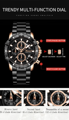 WISHDOIT Homens Relógios Top Marca de Luxo Big Dial Relógios Esportivos Mens Chronograph Quartz Relógio de Pulso Data Masculino Relógio Relogio Masculino - loja online