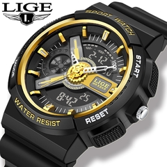 LIGE Luminous Men Sport Watch Momen Relógios de pulso com pulseira de silicone de alta qualidade Calendário LED impermeável feminino Relógio digital masculino + caixa