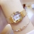 Relógio de luxo feminino diamante quadrado de ouro feminino relógios pulseira de aço inoxidável cristal feminino relógio de quartzo feminino Montre Femme