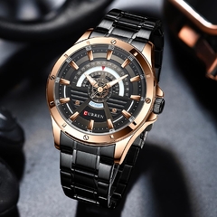 CURREN NOVO Moda Casual Quartzo Inoxidável Relógios Data e Semana Relógio Masculino Marca Criativa Relógio de Pulso Masculino