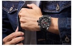 MEGIR criativo relógio de pulso homem relógio impermeável couro masculino relógios de marca de luxo cronógrafo esporte relogio masculino