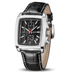 Relógio masculino MEGIR de marca superior de luxo retangular de quartzo relógios militares impermeável de couro luminoso relógio de pulso masculino - comprar online