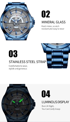 CURREN NOVO Moda Casual Quartzo Inoxidável Relógios Data e Semana Relógio Masculino Marca Criativa Relógio de Pulso Masculino - comprar online