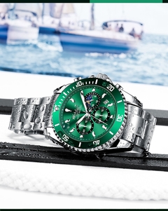 2021 Novo Relógio Moda Masculina Impermeável Aço Inoxidável Verde Diver Esportivo Chronograph Relógio Quartz Masculino Relogio Masculino - Relogios Importados na Web - Frete Grátis Todo o Brasil