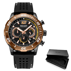MEGIR Silicone Strap Miliary Sport Relógios Men À Prova D 'Água Luminosa Chronograph Relógio De Quartzo Man Brown na internet