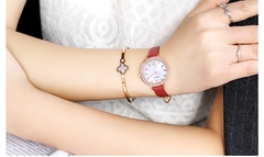 MEGIR Relógios Femininos Reloj Mujer Green Face Couro Strap Luxo Diamante Ladies Watch Women Relogio Feminino Zegarek Damski na internet