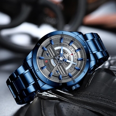 CURREN NOVO Moda Casual Quartzo Inoxidável Relógios Data e Semana Relógio Masculino Marca Criativa Relógio de Pulso Masculino
