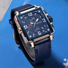 Megir novo luxo masculino esportes cronógrafo relógio de quartzo multifuncional calendário luminoso relógio à prova dclock água quadrado 2061
