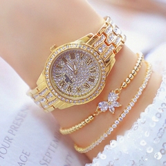 Diamante feminino relógio strass feminino prata pulseira relógios relógio de pulso de aço inoxidável relogio feminino joias de luxo