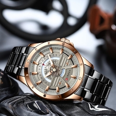 CURREN NOVO Moda Casual Quartzo Inoxidável Relógios Data e Semana Relógio Masculino Marca Criativa Relógio de Pulso Masculino - loja online
