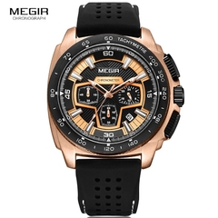 Megir masculino relógios cronógrafo esporte com movimento de quartzo elástico relógio de pulso luminoso para meninos masculinos - Relogios Importados na Web - Frete Grátis Todo o Brasil