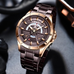 CURREN NOVO Moda Casual Quartzo Inoxidável Relógios Data e Semana Relógio Masculino Marca Criativa Relógio de Pulso Masculino