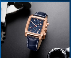 Relógio masculino MEGIR de marca superior de luxo retangular de quartzo relógios militares impermeável de couro luminoso relógio de pulso masculino - comprar online