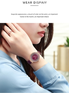 Relógios de pulso femininos de quartzo femininos de alta marca de luxo feminino com malha de aço inoxidável Relógios de pulso de vidro anti-arranhões