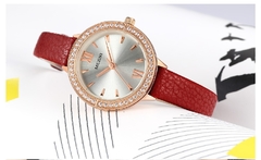 MEGIR Relógios Femininos Reloj Mujer Green Face Couro Strap Luxo Diamante Ladies Watch Women Relogio Feminino Zegarek Damski - Relogios Importados na Web - Frete Grátis Todo o Brasil