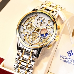 WISHDOIT Homens Relógios Top Marca de Luxo Big Dial Relógios Esportivos Mens Chronograph Quartz Relógio de Pulso Data Masculino Relógio Relogio Masculino - loja online